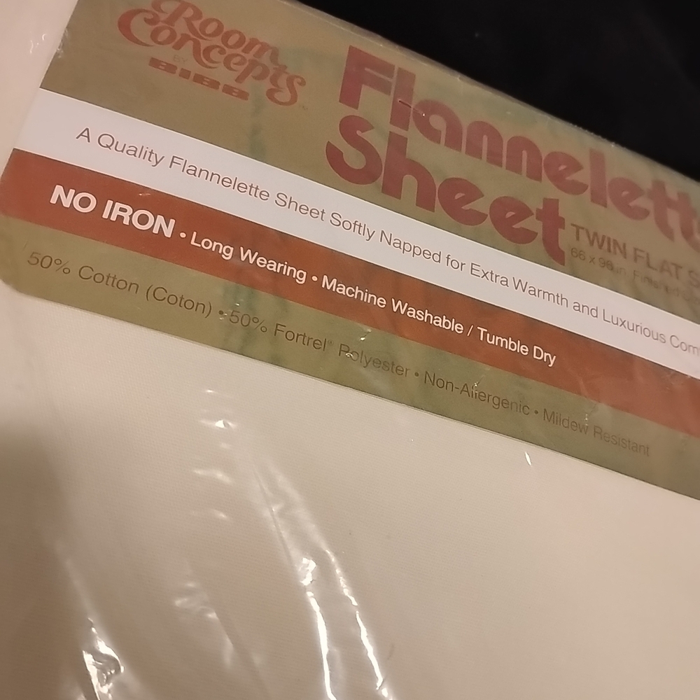 New VTG Flannelette Sheet Twin Flat Sheet Ivory Cream